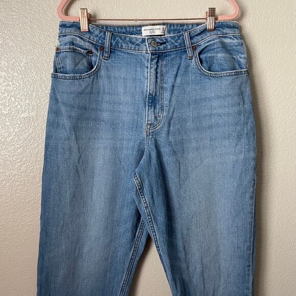 Abercrombie & Fitch Jeans Womens Size 32 Blue The Mom High Rise Distressed Denim - Picture 5 of 12